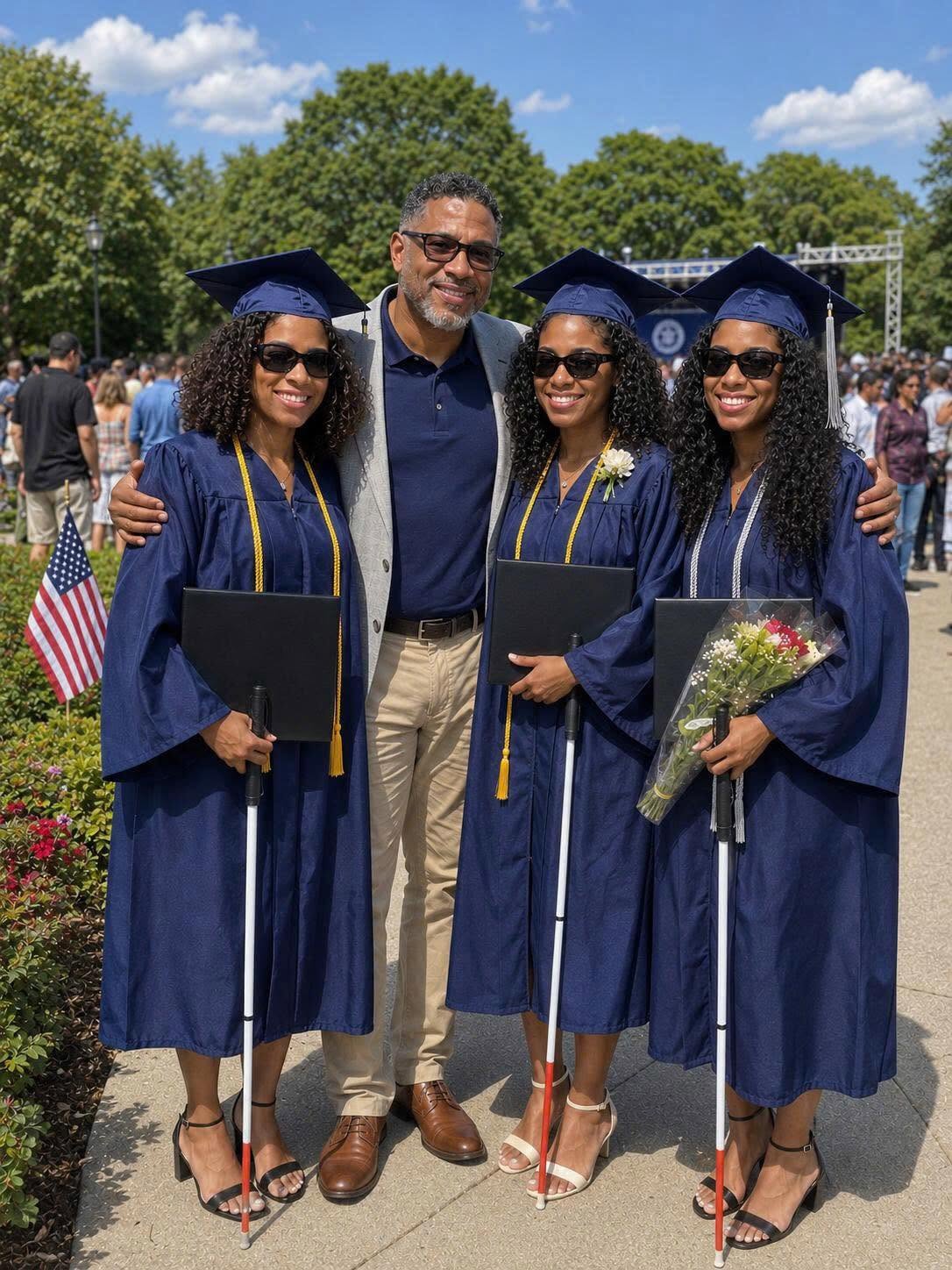 My Wife Left Me with Our Blin:d Newborn Triplets – 18 Years Later, She Showed up at Their Graduation, and What One Daughter Said on Stage Sh0cked Everyone