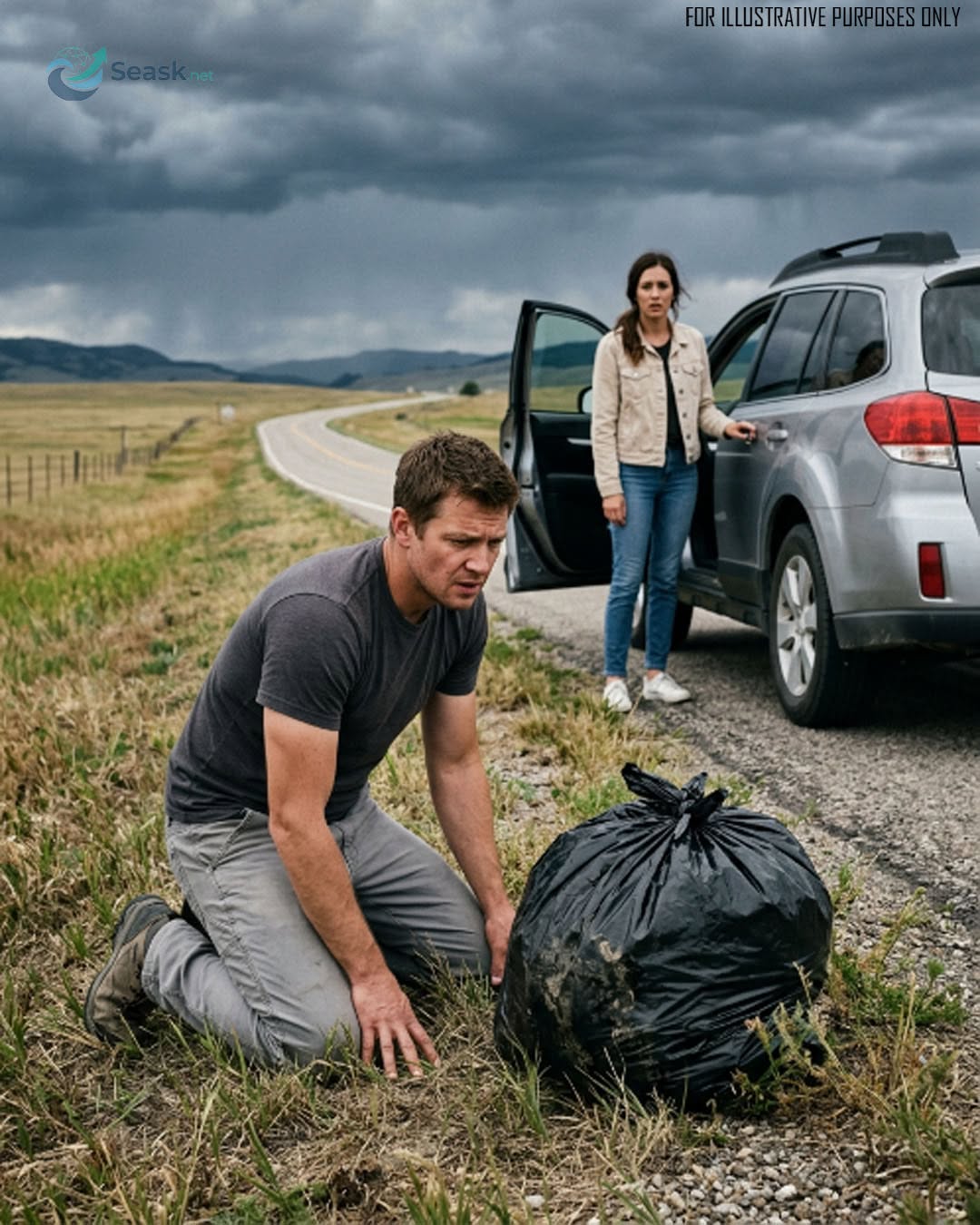 My husband pulled over when he noticed a black bag lying by the side of the road… and when we opened it, we were completely speechless.