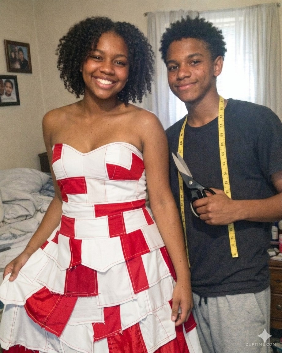 My Stepmom Laughed at the Prom Dress My Brother Sewed From Our Late Mom’s Jeans — By the End of the Night, the Whole School Knew the Truth